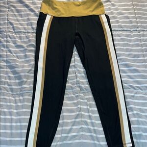 DSG Black and Gold Leggings with White Stripes